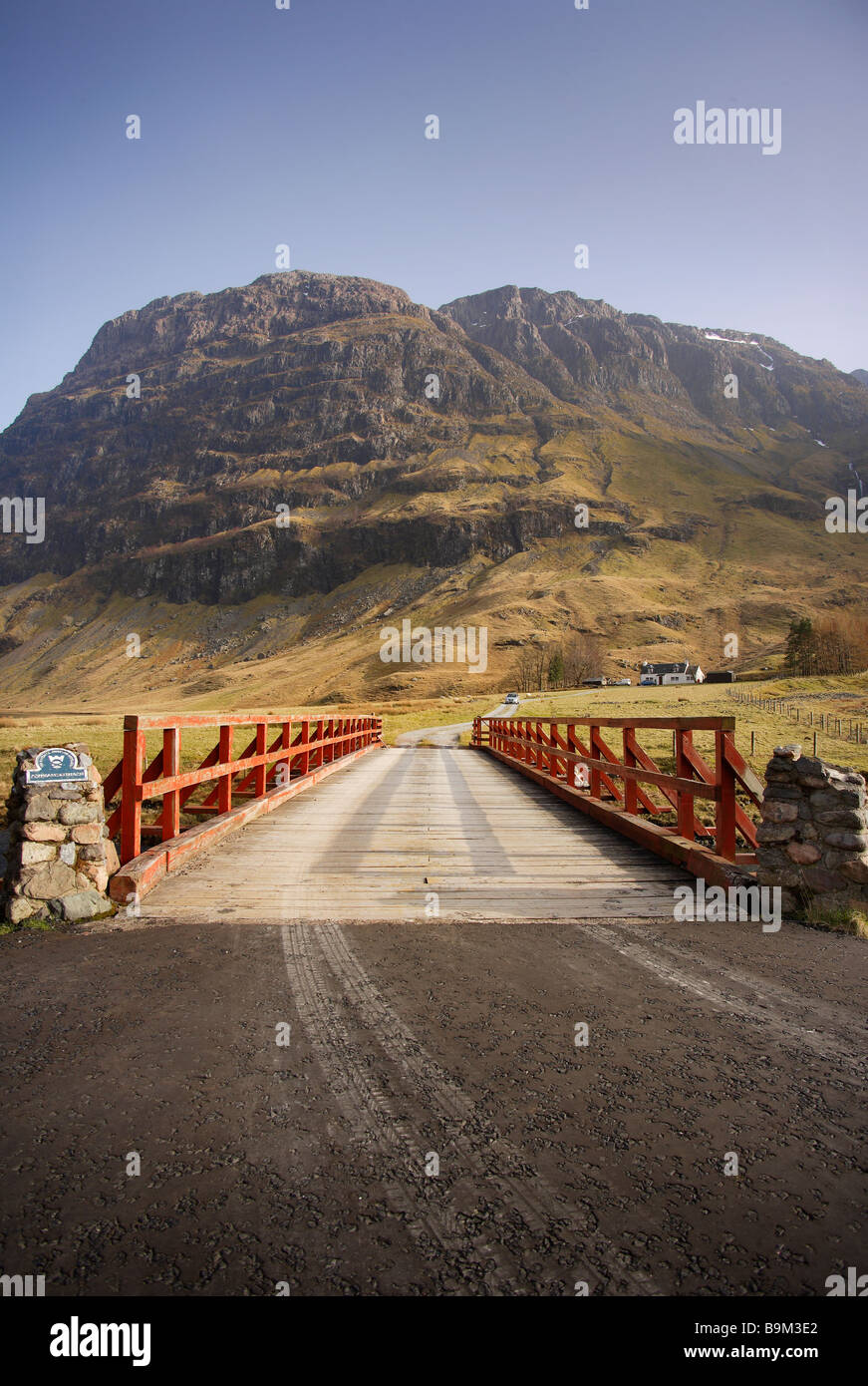 Gateway bridge,perspective in portrait.Wide angle,mountain. Stock Photo