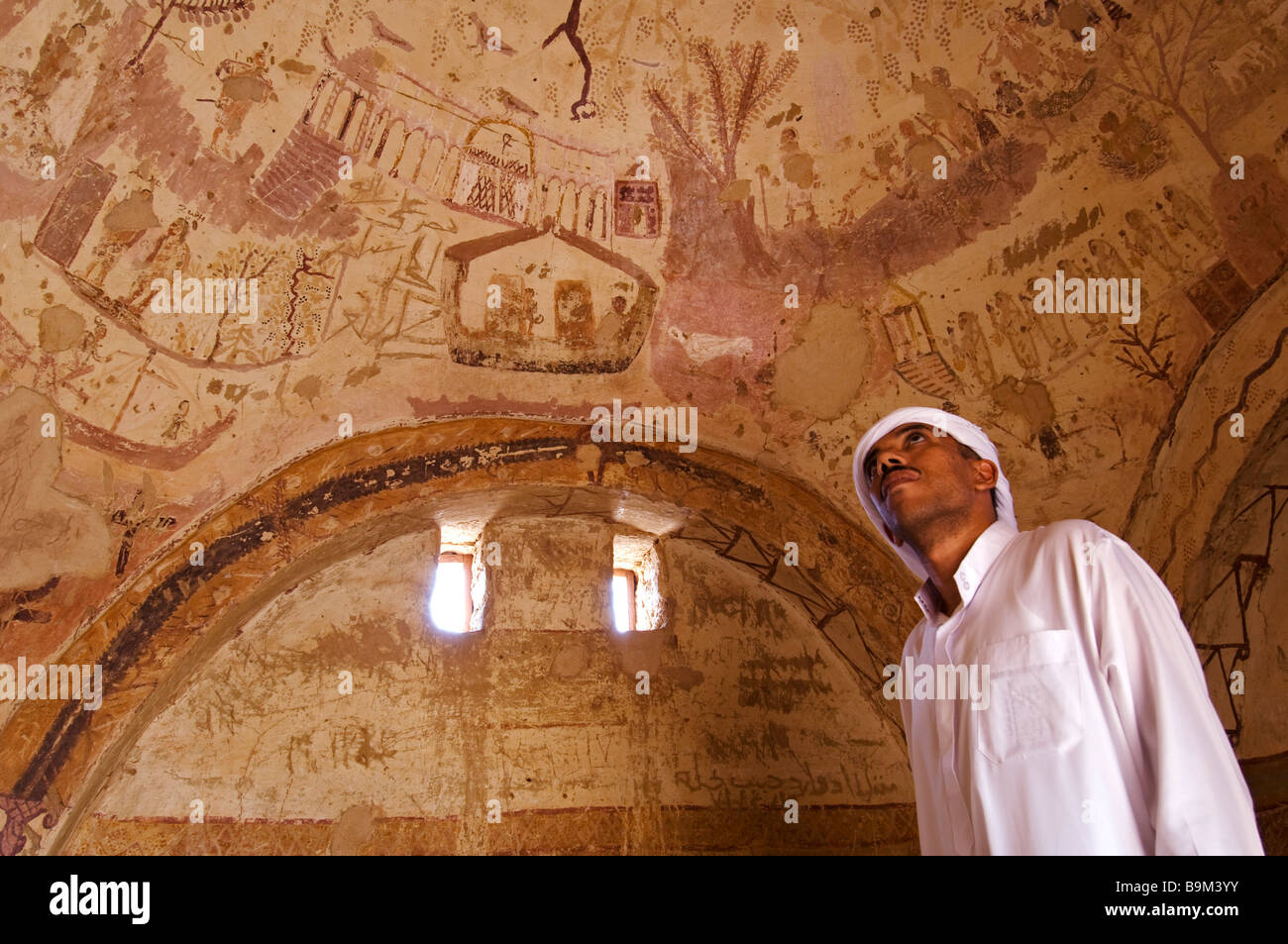 Egypt, Libyan Desert, Kharga Oasis, Bagawat Copt Necropolis, inside the Exodus Chapel Stock Photo