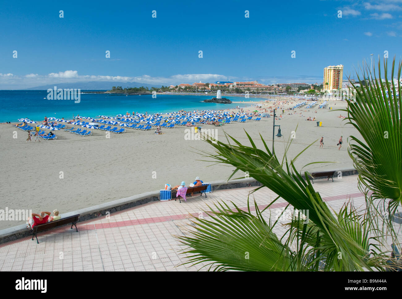 Playa de las Vistas beach at Los Cristianos Tenerife Canary Islands Spain Stock Photo