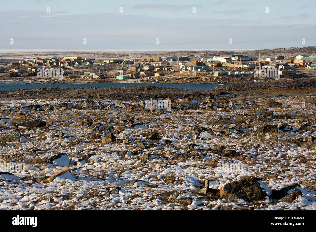 View of Taloyoak inuit settlement Nunavut, Canada northwest passage, Canadian Arctic Stock Photo
