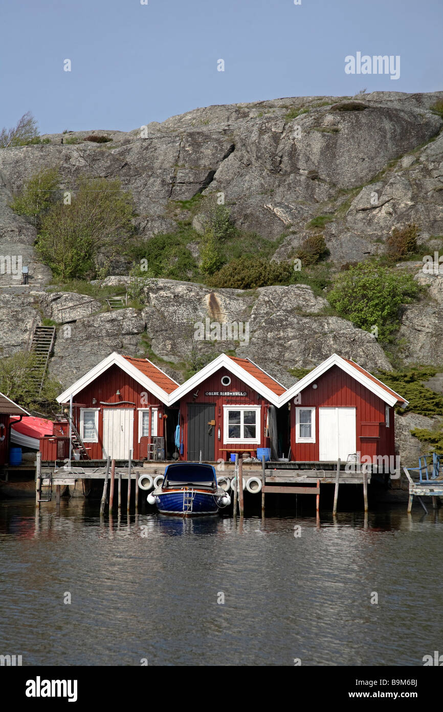 Fishing huts, Marstrand, Sweden Stock Photo
