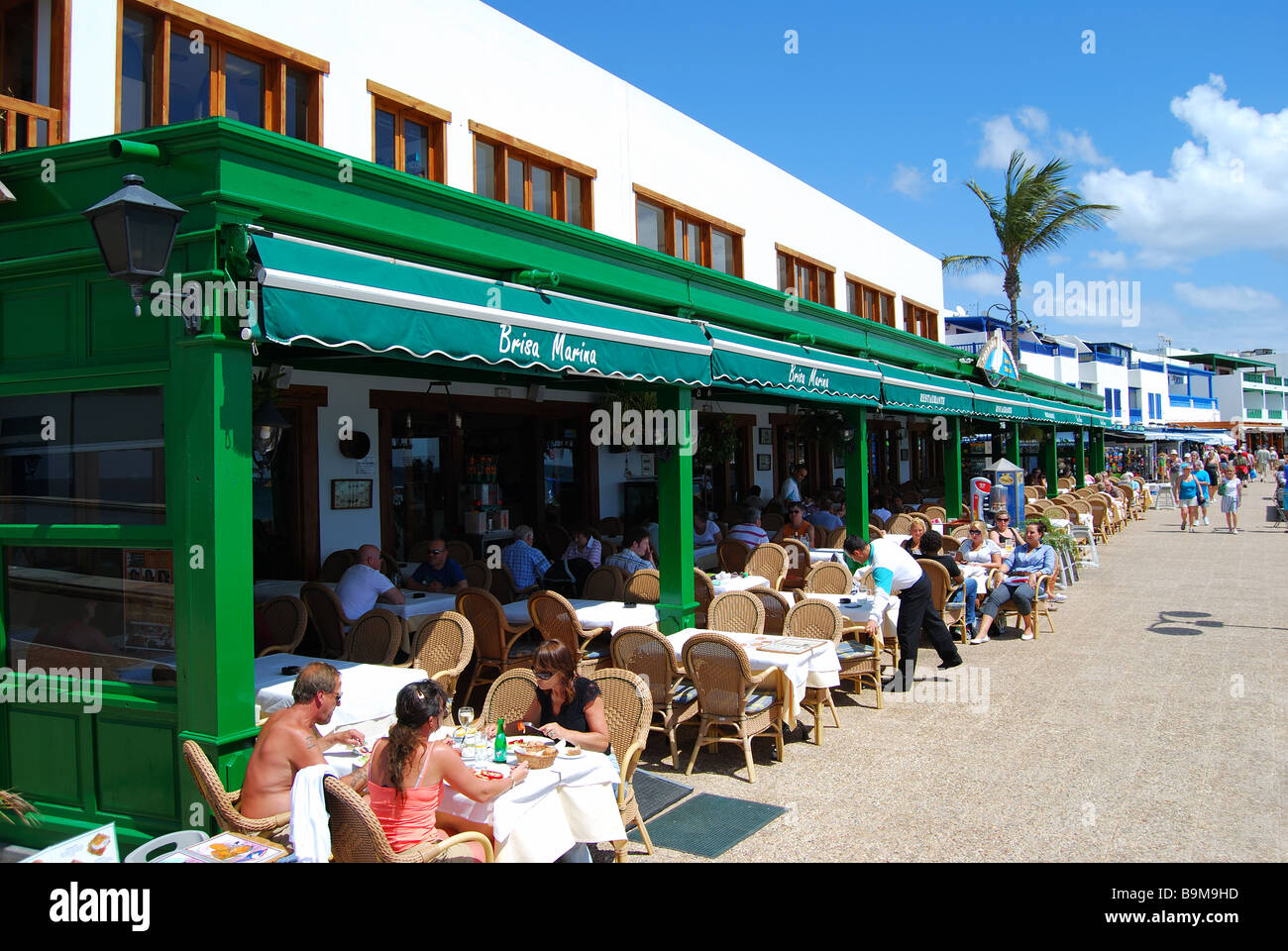 Beach promenade, Playa Blanca, Lanzarote, Canary Islands, Spain Stock Photo