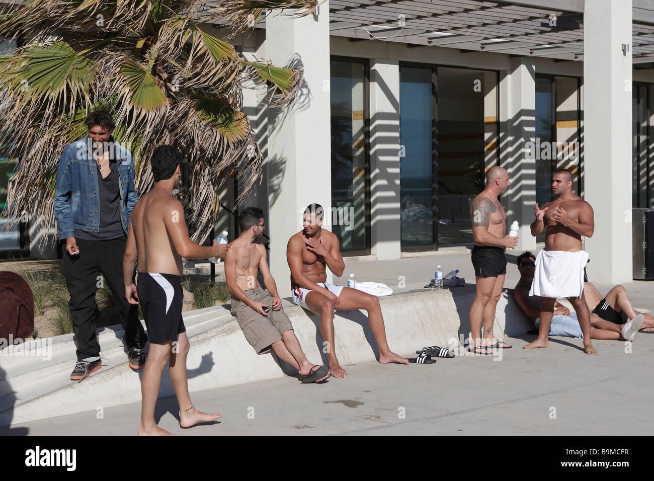 Men outside a beachside bar in St.Kilda,Australia Stock Photo Alamy