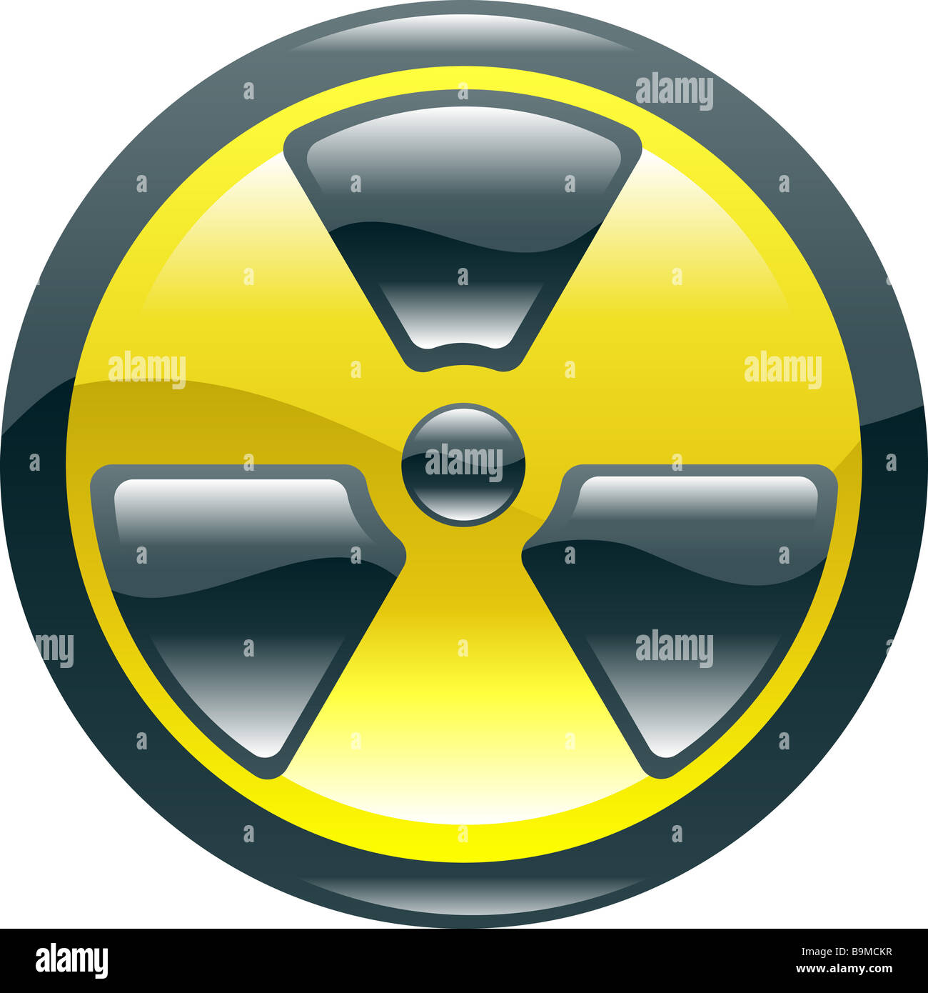 A glossy shiny radiation symbol icon illustration Stock Photo