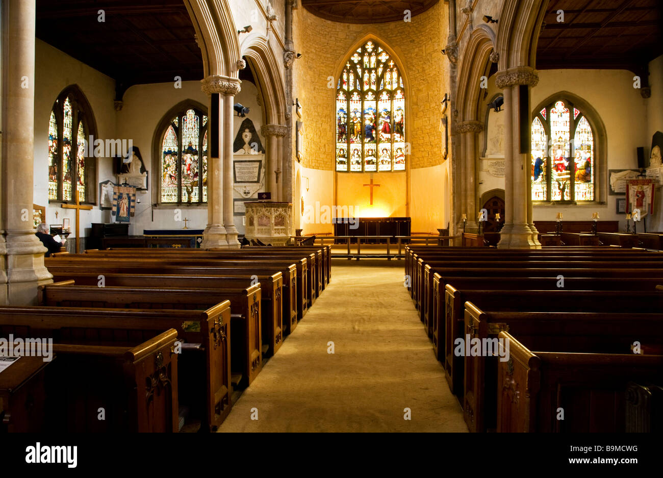 The interior of St Lawrence s Church in Hungerford Berkshire England UK