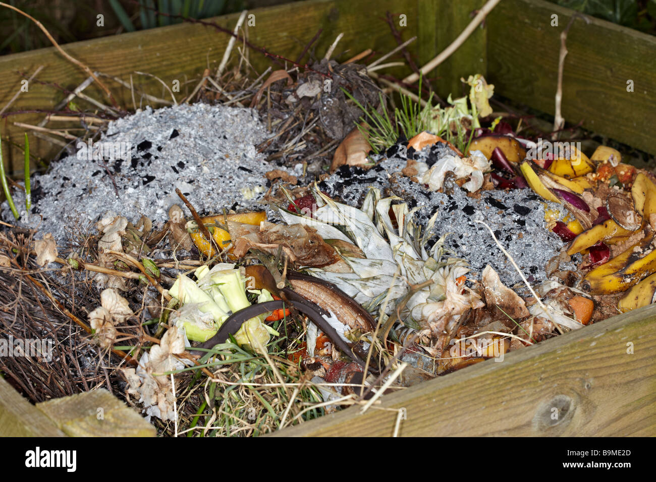 Compost Heap in a Garden, Wales, UK Stock Photo Alamy