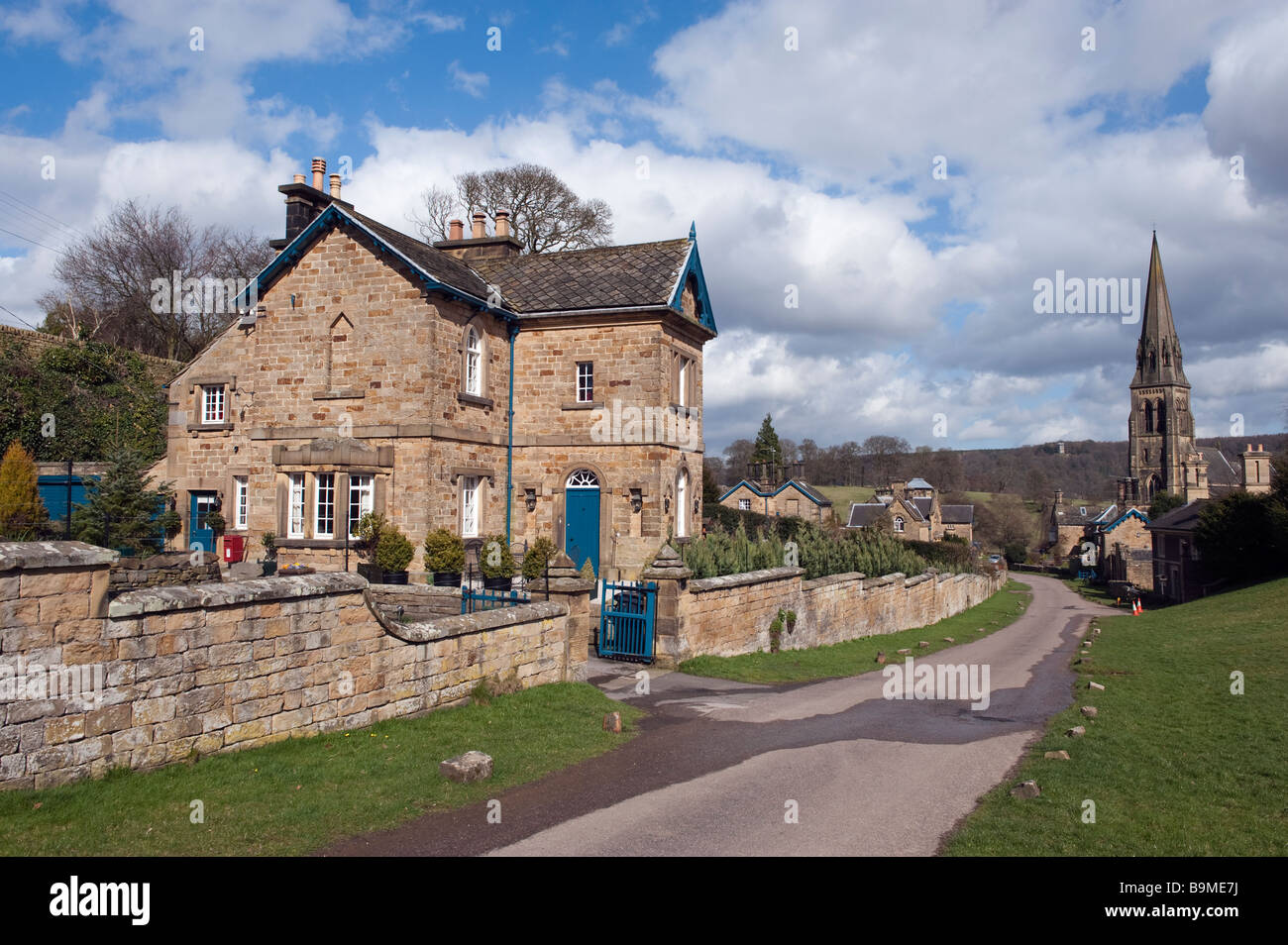 Edensor village,Derbyshire, England, "Great Britain Stock Photo Alamy