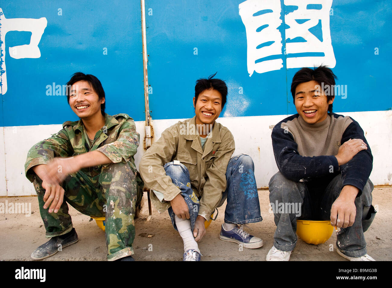 China, Beijing, working men in Central Business District in the East of the city Stock Photo