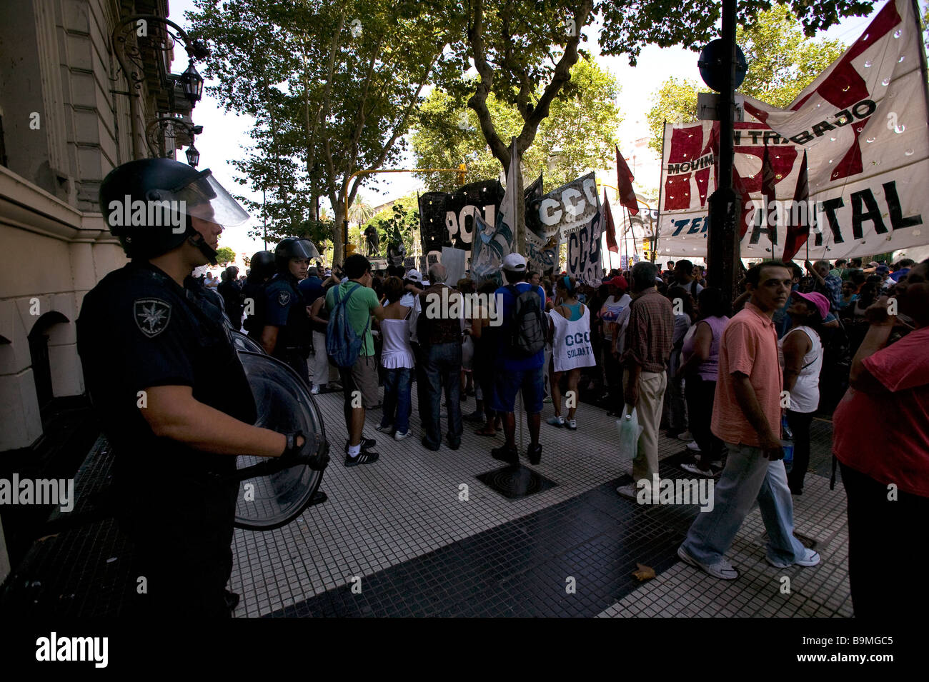 Argentina, Buenos Aires, manifestation of unemployed people Stock Photo