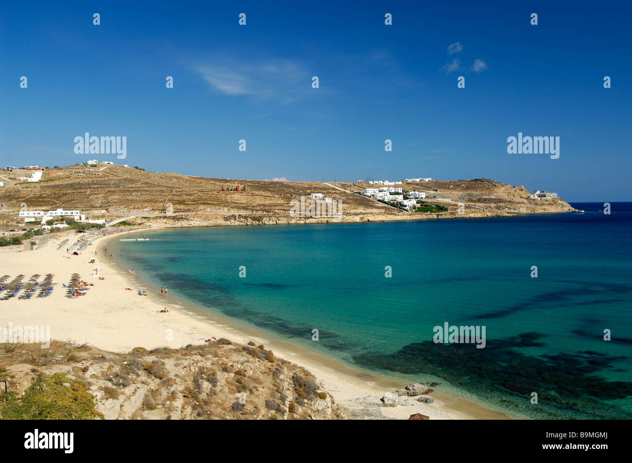 Greece, The Cyclades, Mykonos island, Kalo Livadi beach Stock Photo - Alamy