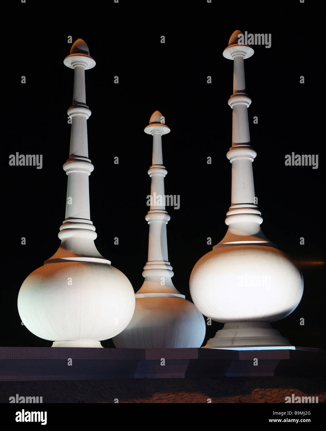 The three rosewater sprinklers at the Museum roundabout on the Corniche