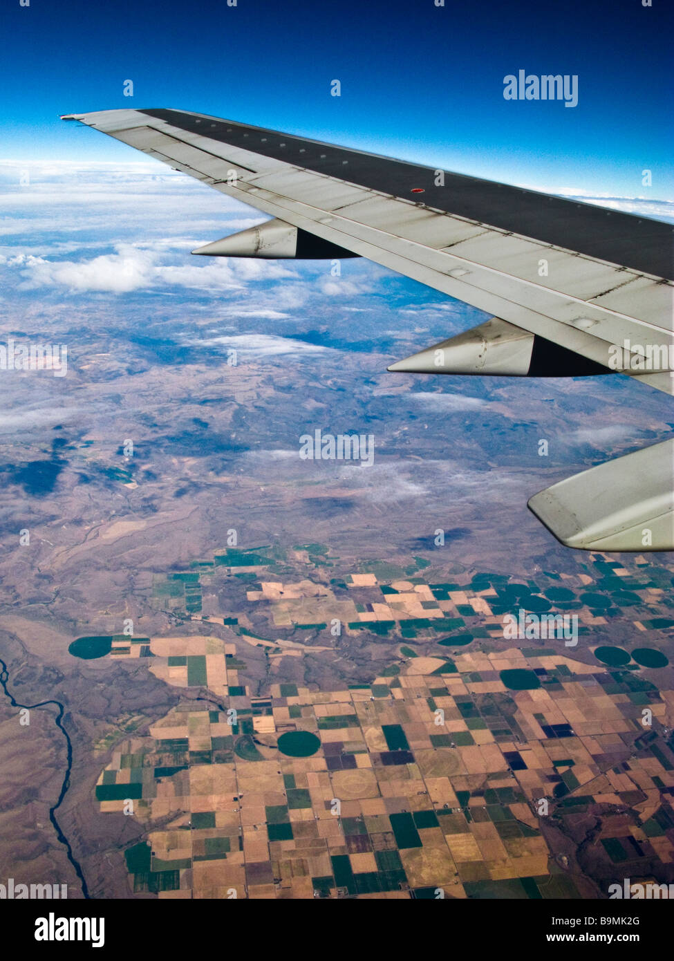 Aerial view  from commercial aircraft of agricultural area of Central California USA Stock Photo
