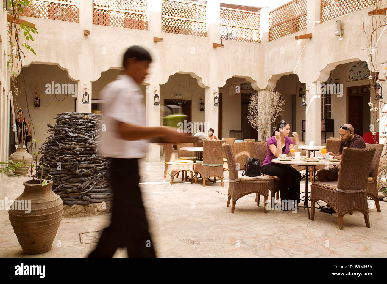 United Arab Emirates, Dubai, Bastakiya district, XVA Gallery, coffee and vegetarian restaurant within the gallery Stock Photo