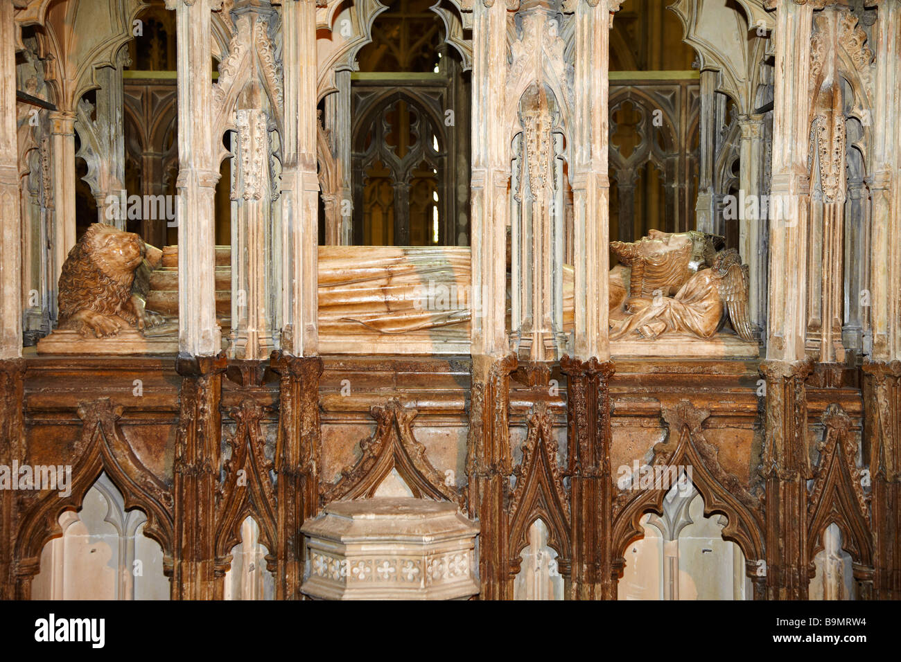 Tomb of Edward II inside Gloucester Cathedral, England, UK Stock Photo