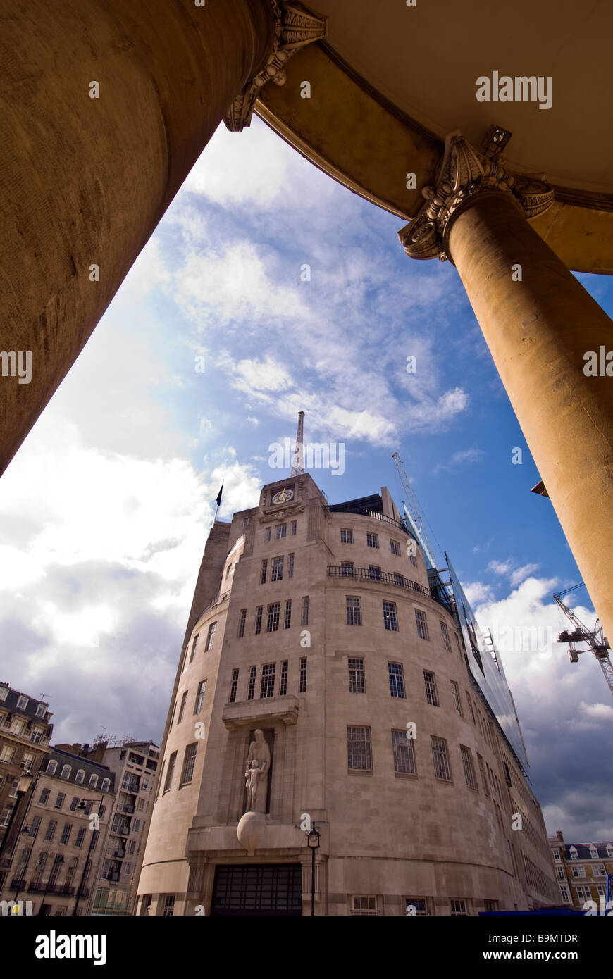 View of the BBC broadcasting house taken from All Souls Church, London ...