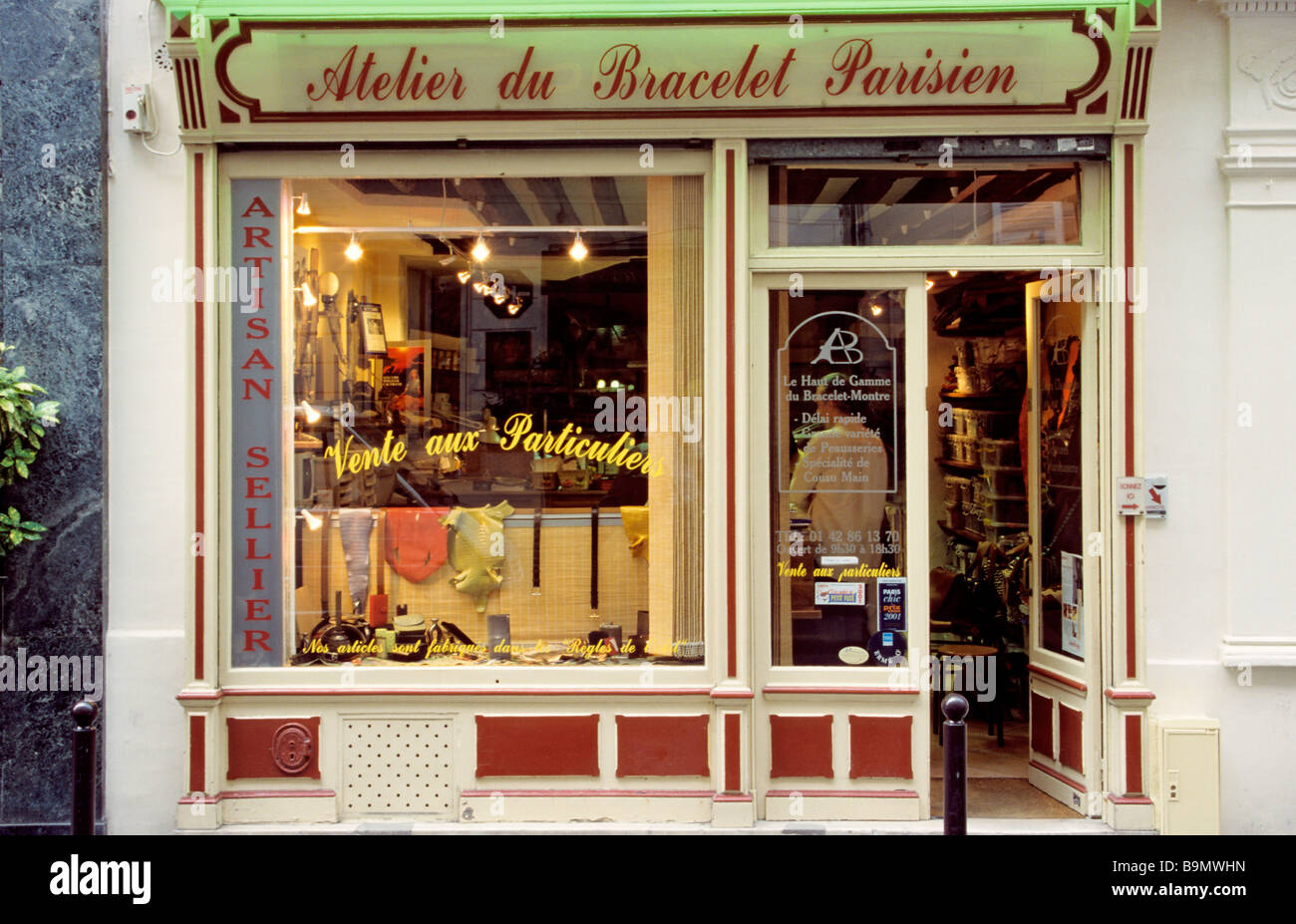 France, Paris, Place du Marche Saint Honore, watchstraps shop, Atelier du  Bracelet Parisien Stock Photo - Alamy