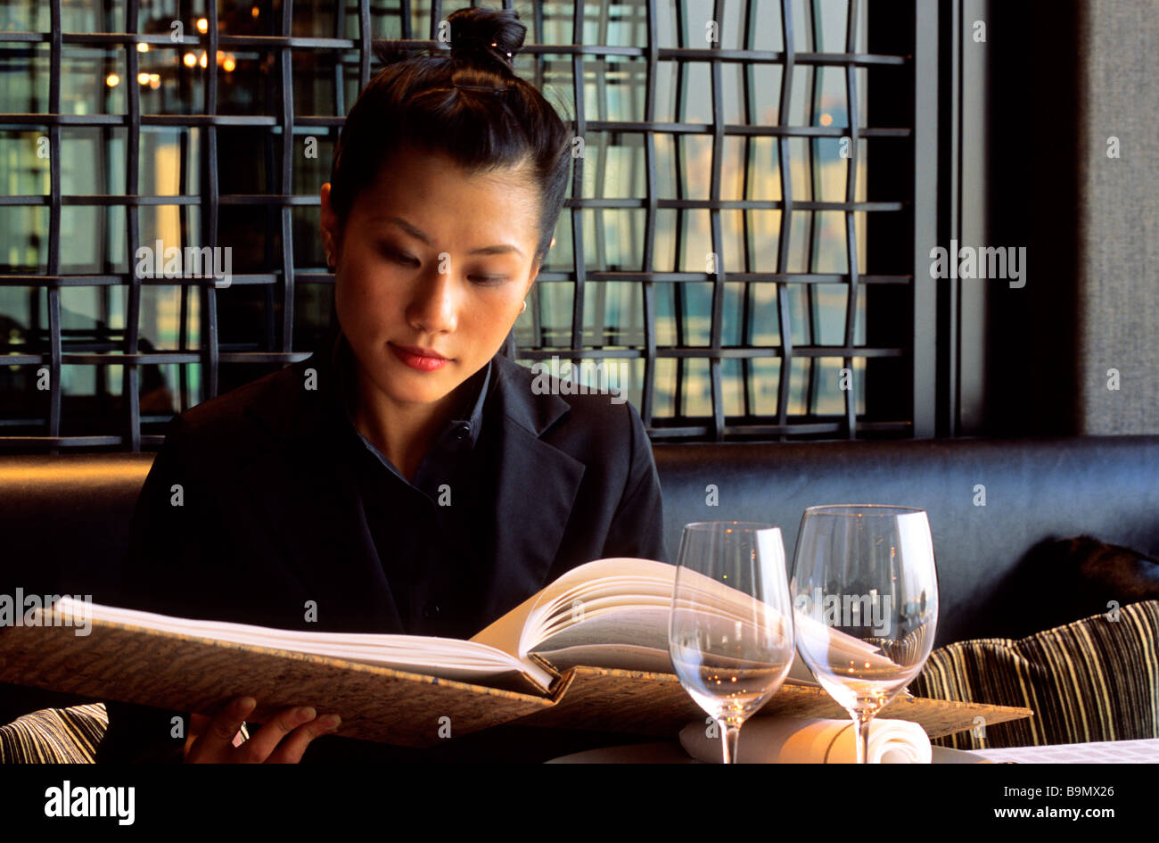 China, Hong Kong, Central District, Mandarin Oriental Hotel, restaurant Pierre of the French chef Pierre Gagnaire Stock Photo