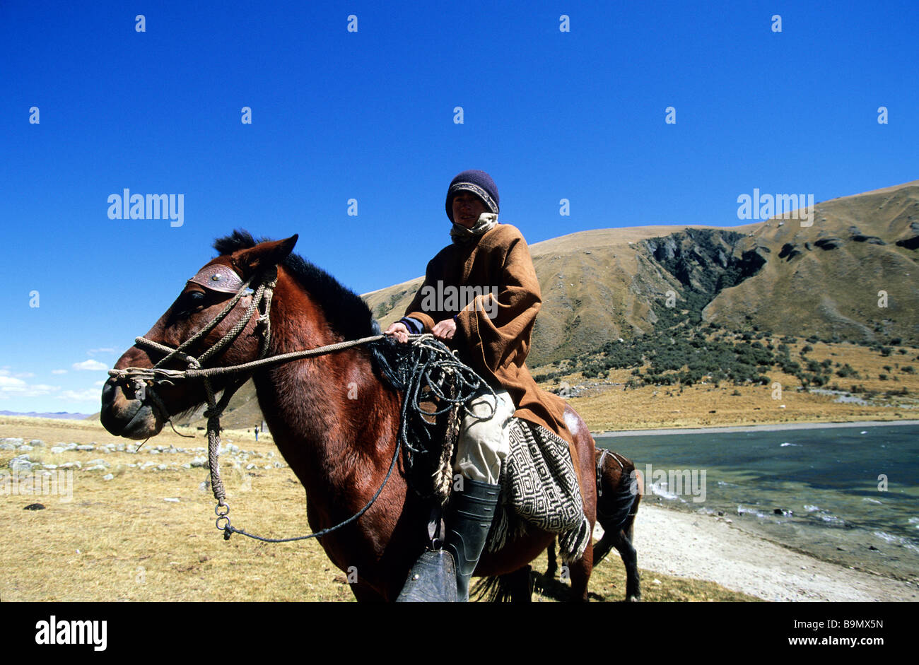 Peru, Ancash region, Cordillera Blanca, Querococha Laguna (3980 m) Stock Photo