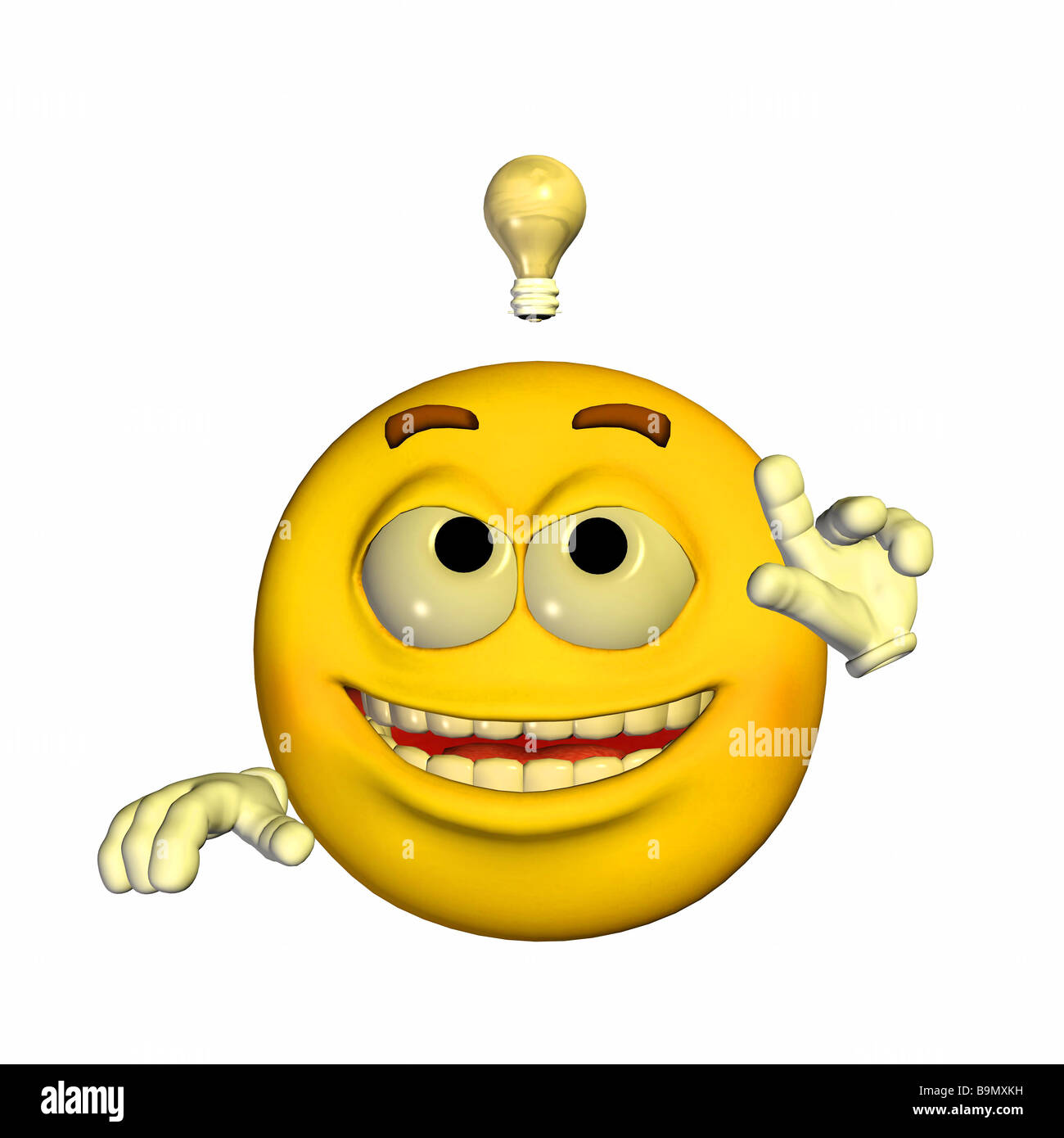 Yellow Emoticon Guy having a brilliant idea Stock Photo Alamy