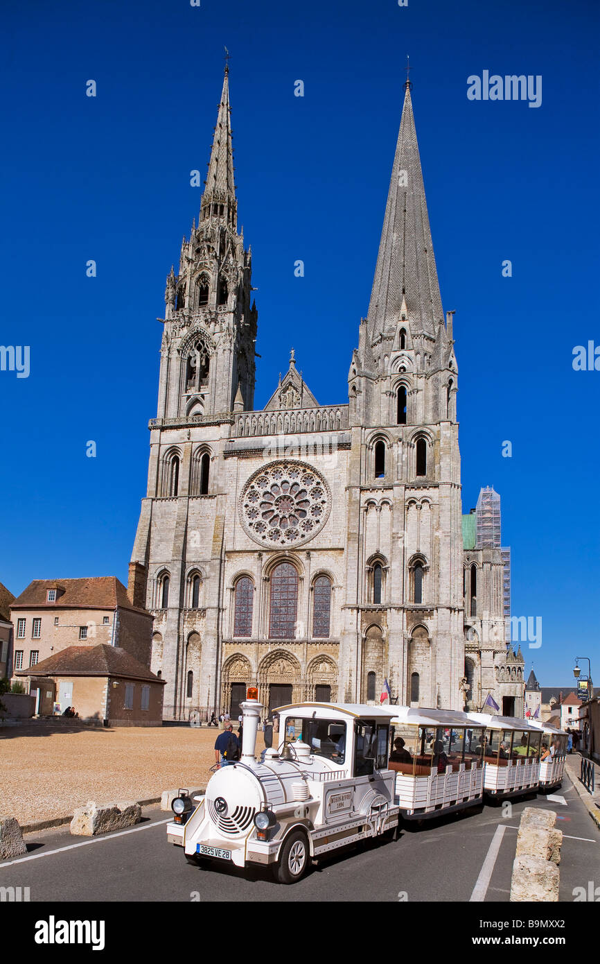 France, Eure et Loir, Chartres, Notre Dame de Chartres Cathedral classified as World Heritage by UNESCO, Northern portal Stock Photo