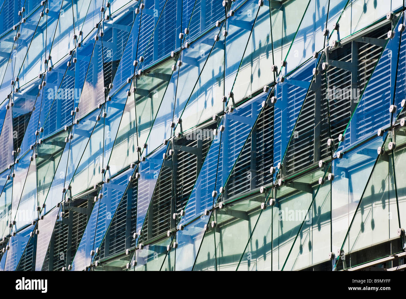 Glass and chrome section of new offices, Vienna, Austria Stock Photo