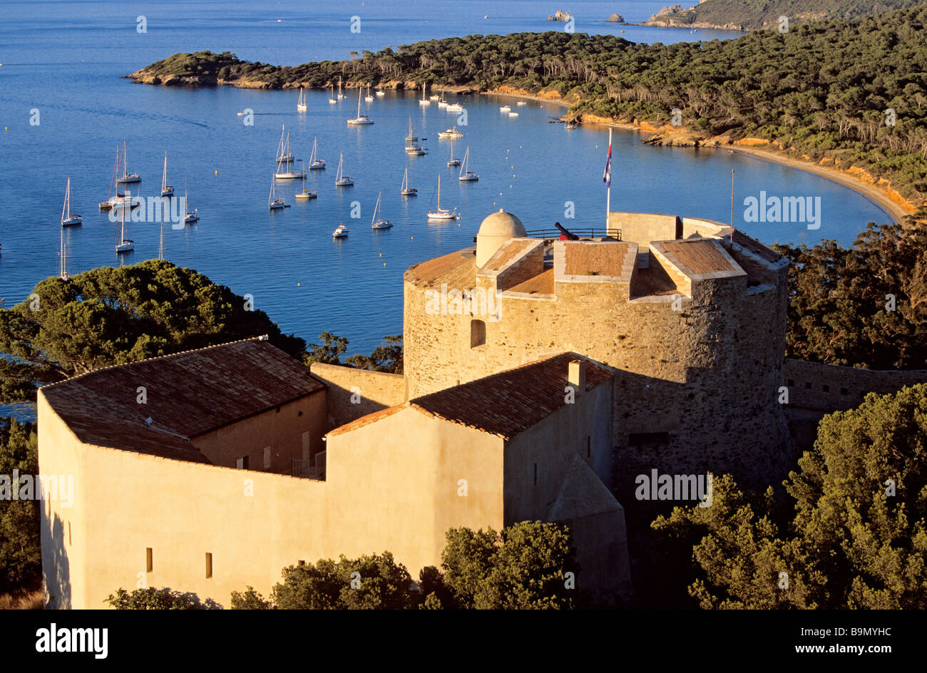 France, Var, Ile de Porquerolles, Fort of Saint Agathe and Courtade
