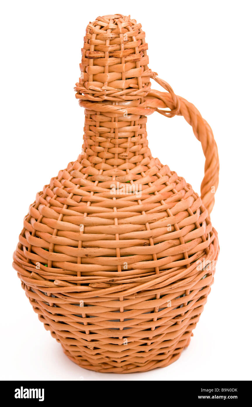 straw bottle of wine isolated on white background Stock Photo Alamy