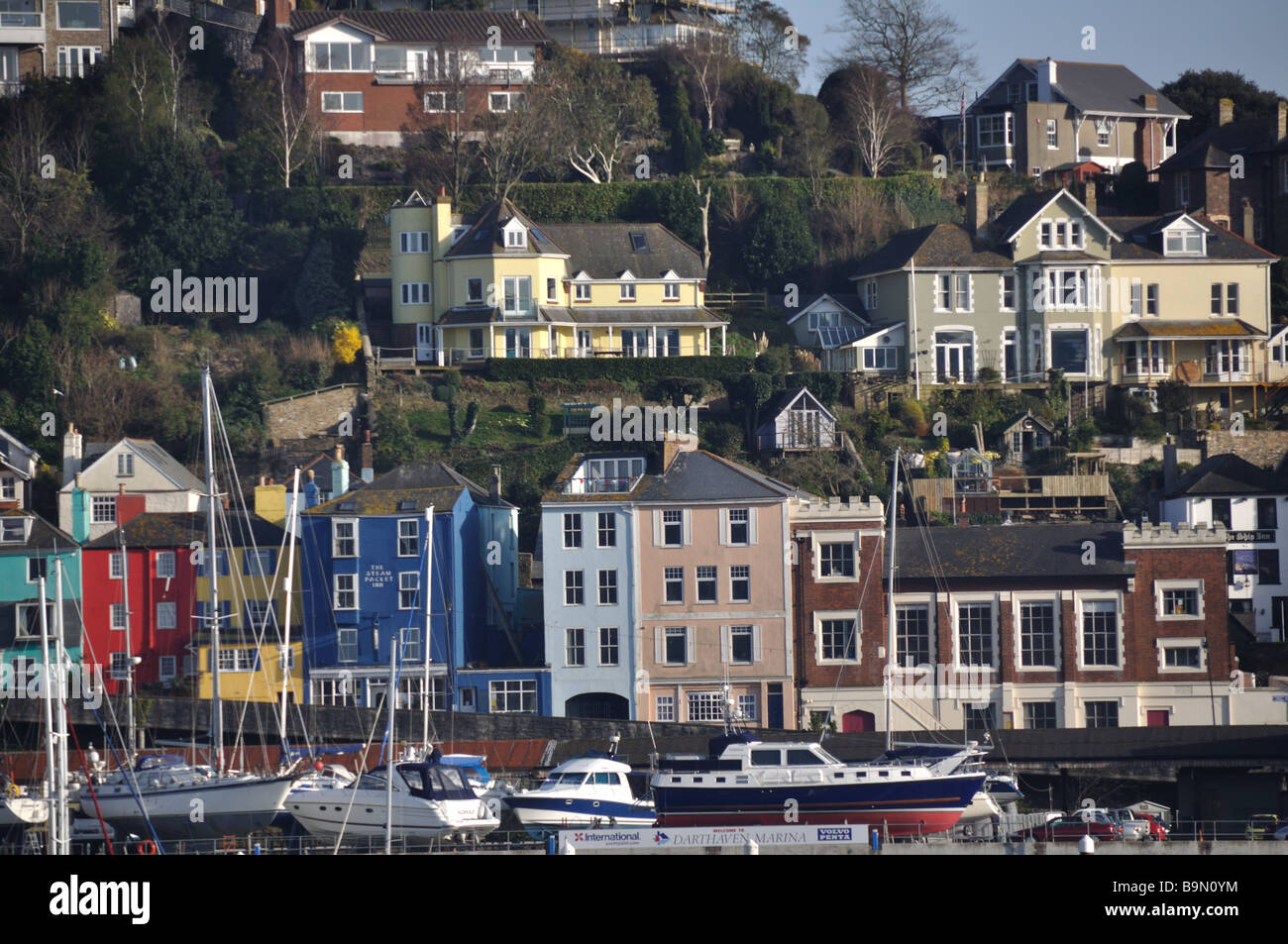 Dartmouth Marina overlooking Kingswear, Devon, England Stock Photo Alamy