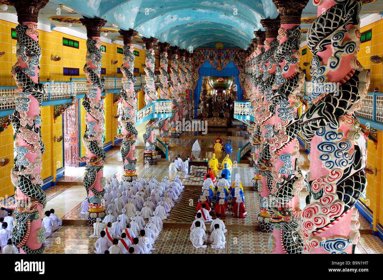 Vietnam, Tay Ninh Province, the Holy See of Caodaism temple near Tay ...