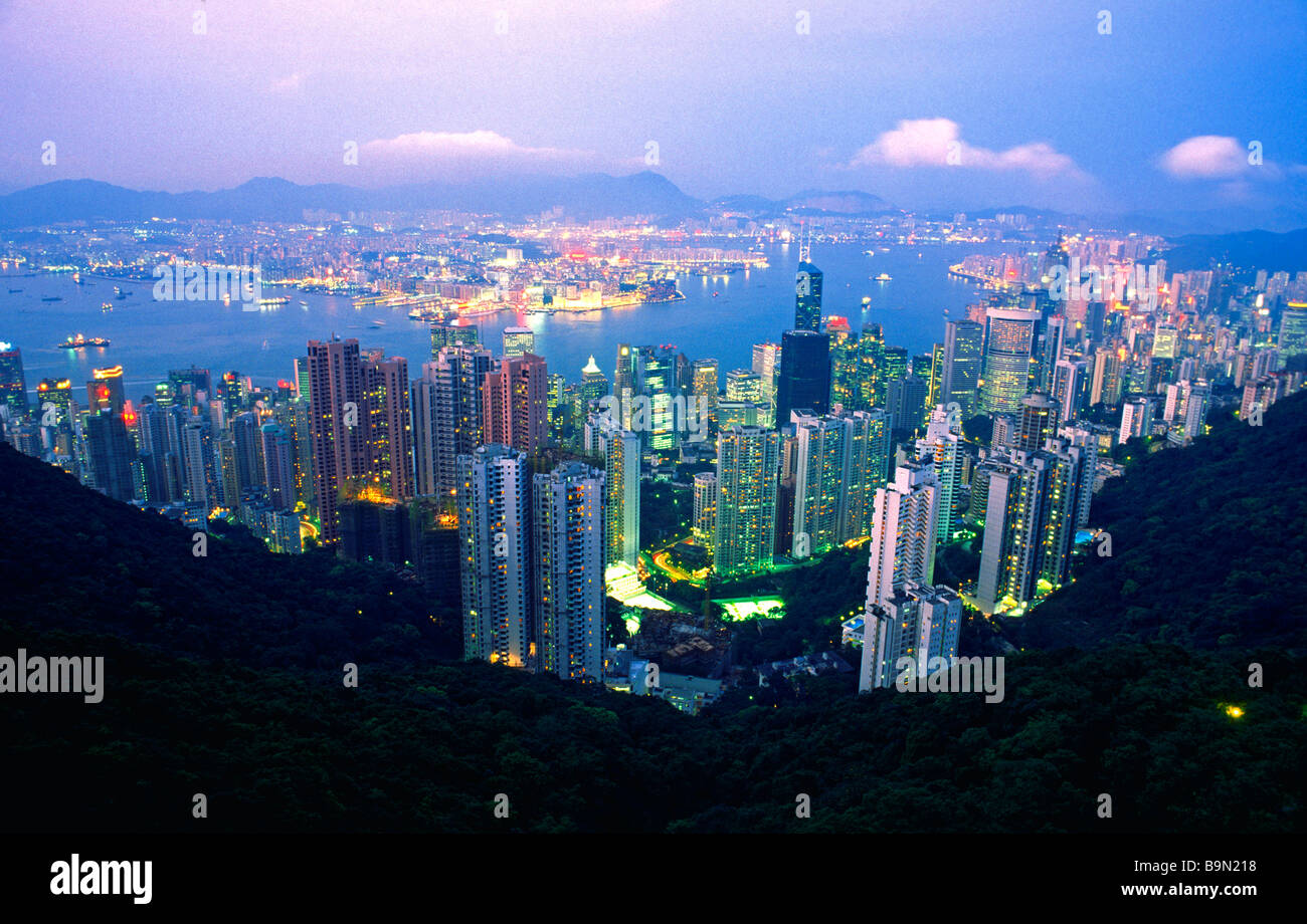 China, Hong Kong, overview of Hong Kong from Victoria Peak Stock Photo ...