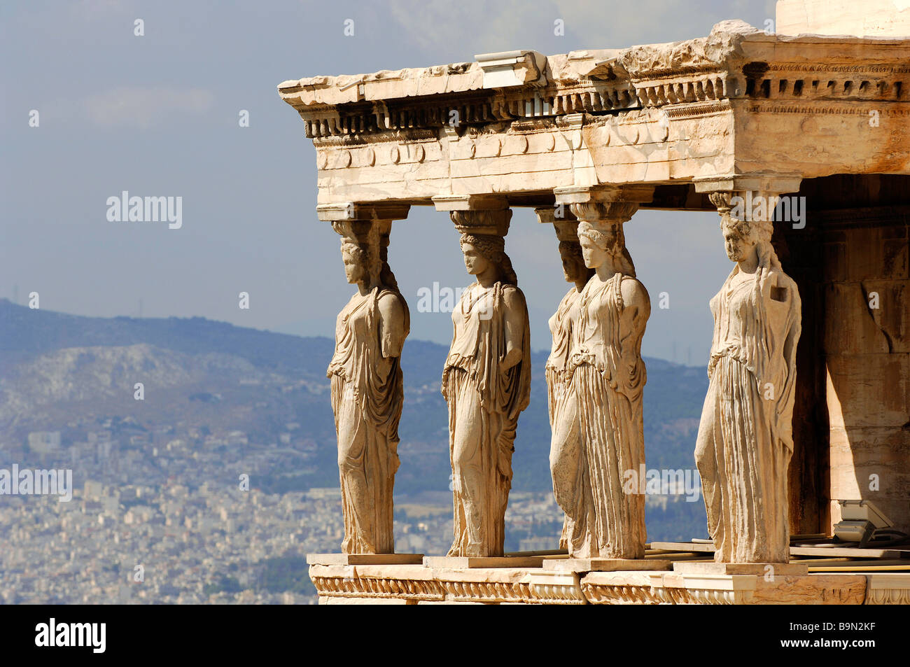 Greece, Attica, Athens, Acropolis, listed as World Heritage by UNESCO, the Erechtheum temple, the caryatids Stock Photo