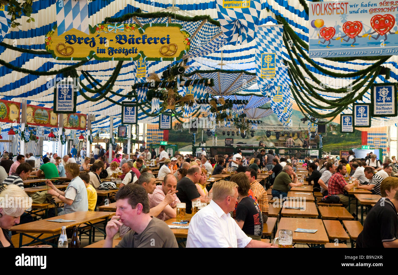 Oktoberfest beer garden Theresienwiese Munich Germany Stock Photo Alamy