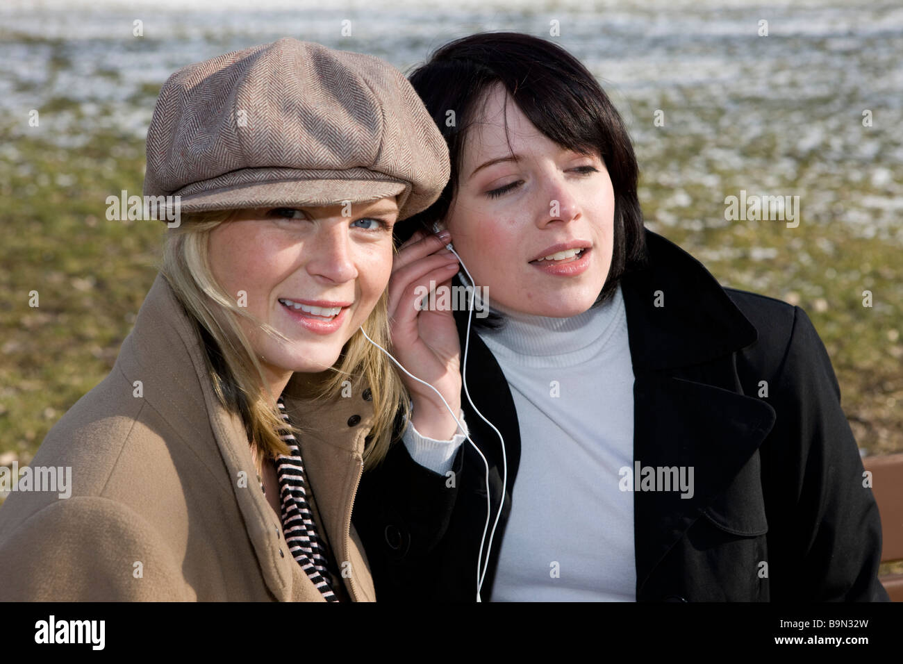 Musik im Winter, draussen Stock Photo