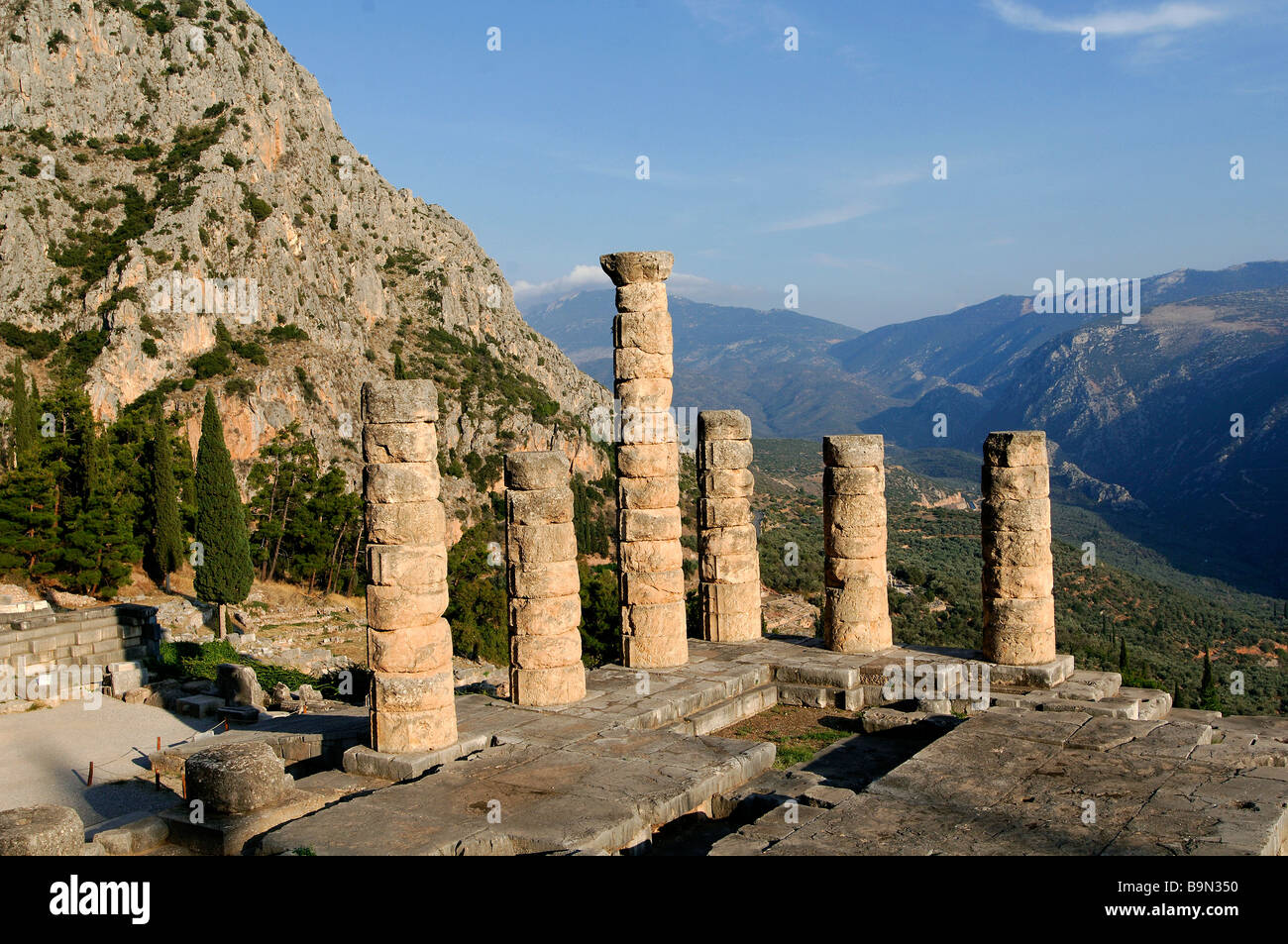 Greece, Phocis, Delphi, site classified as World Heritage by UNESCO, Apollo Sanctuary, temple Stock Photo
