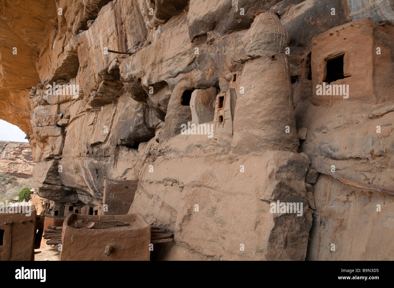 West Africa Mali Dogon country Teli Tellem houses up in the cliff Stock