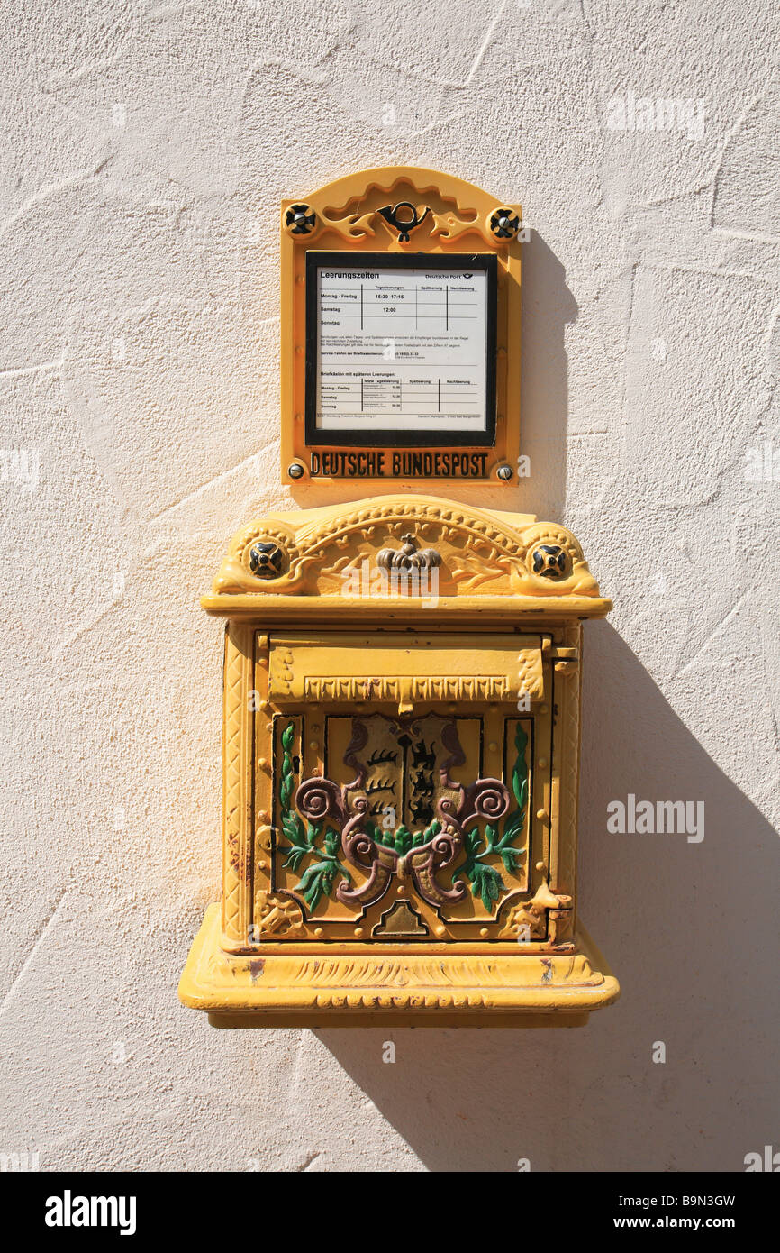 historic mailbox of the german post seen at Bad Mergentheim an der Tauber Baden Wuerttemberg Germany Stock Photo