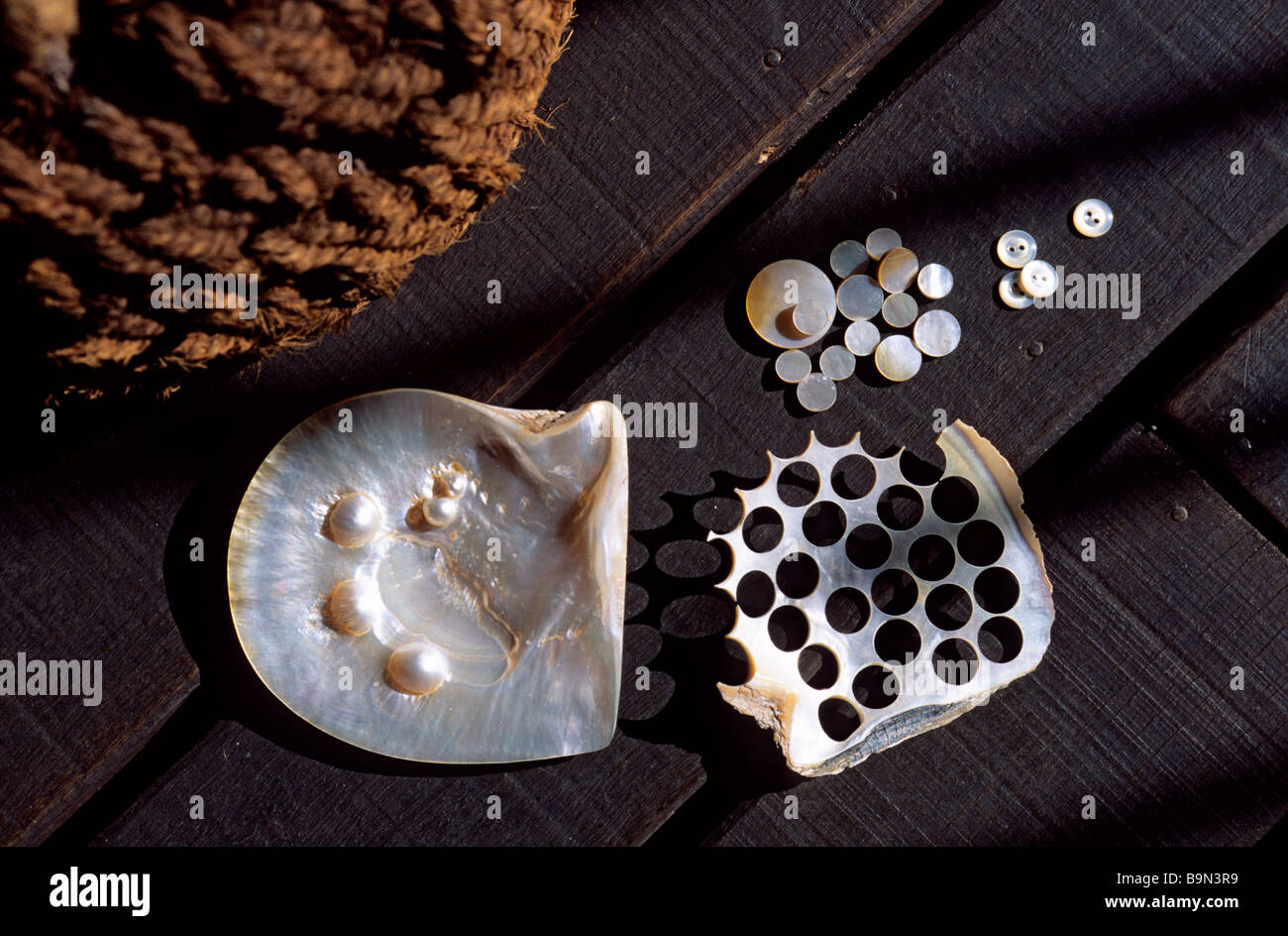 Australia, Western Australia, Broome, Pearl Luggers, pearl museum, mother -of-pearl used to make buttons Stock Photo - Alamy
