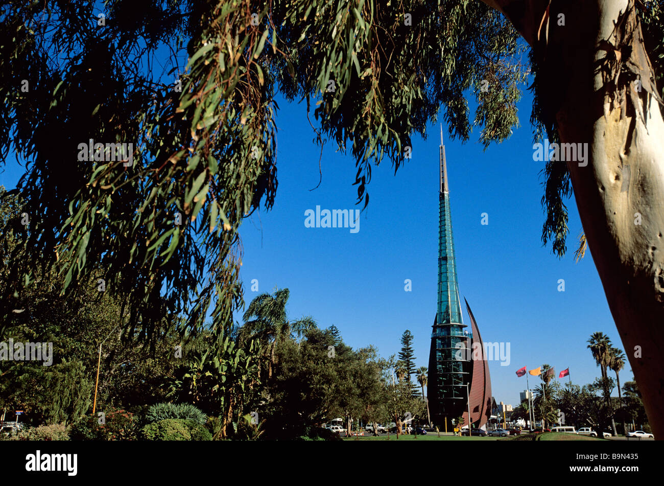 Australia, Western Australia, Perth, Barrack Square, the Swan Bells Museum and its copper and glass tower (82,50 meters) by Stock Photo