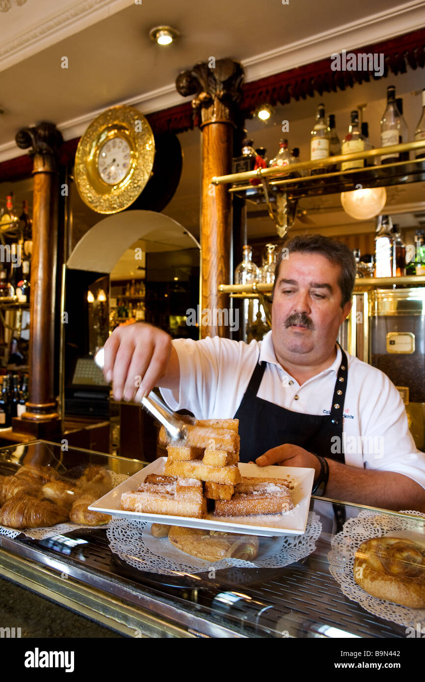 Spain, Madrid, bar of the Oriente Cafe, dulces, sweet pastries Stock Photo