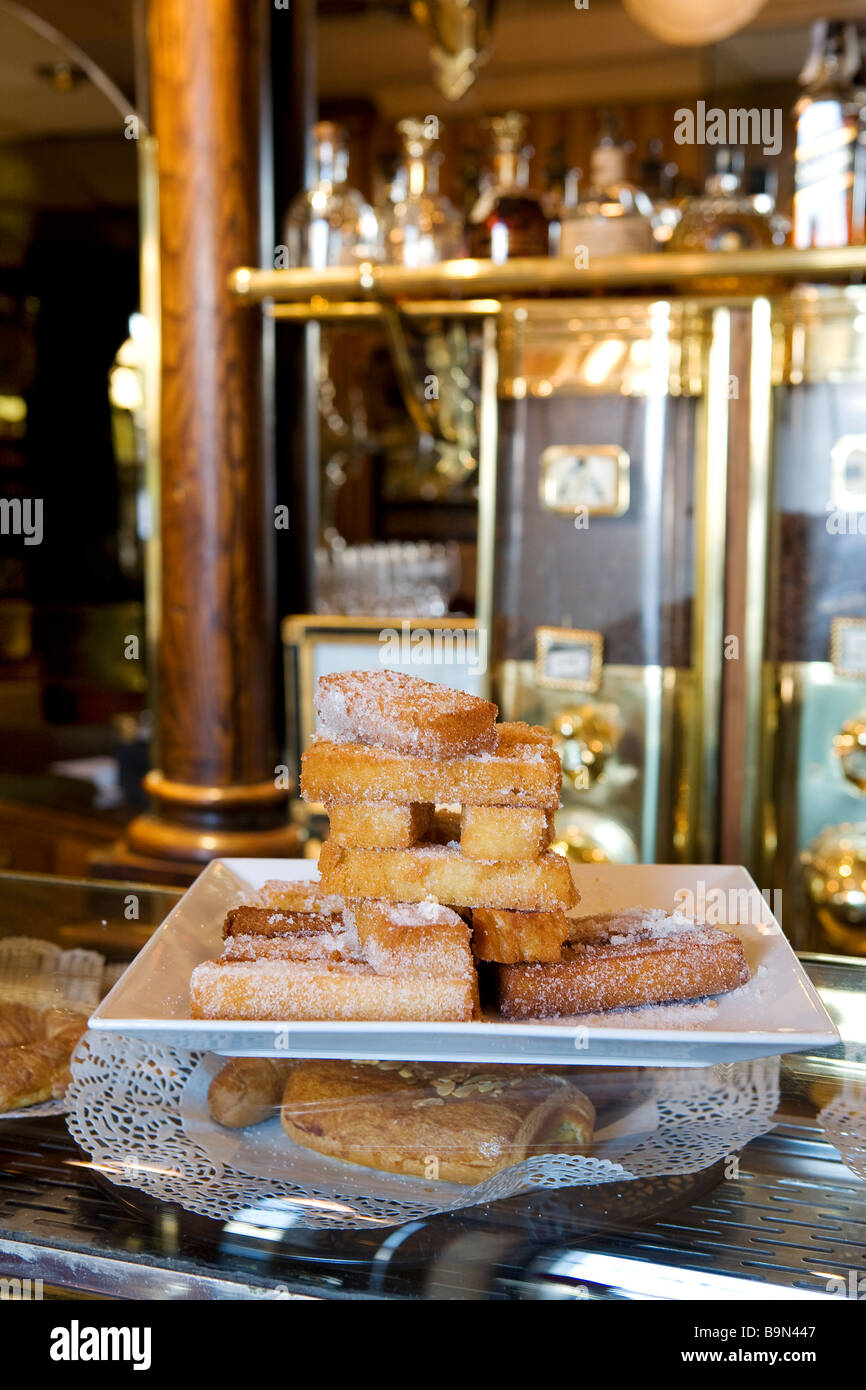 Spain, Madrid, bar of the Oriente Cafe, dulces, sweet pastries Stock Photo