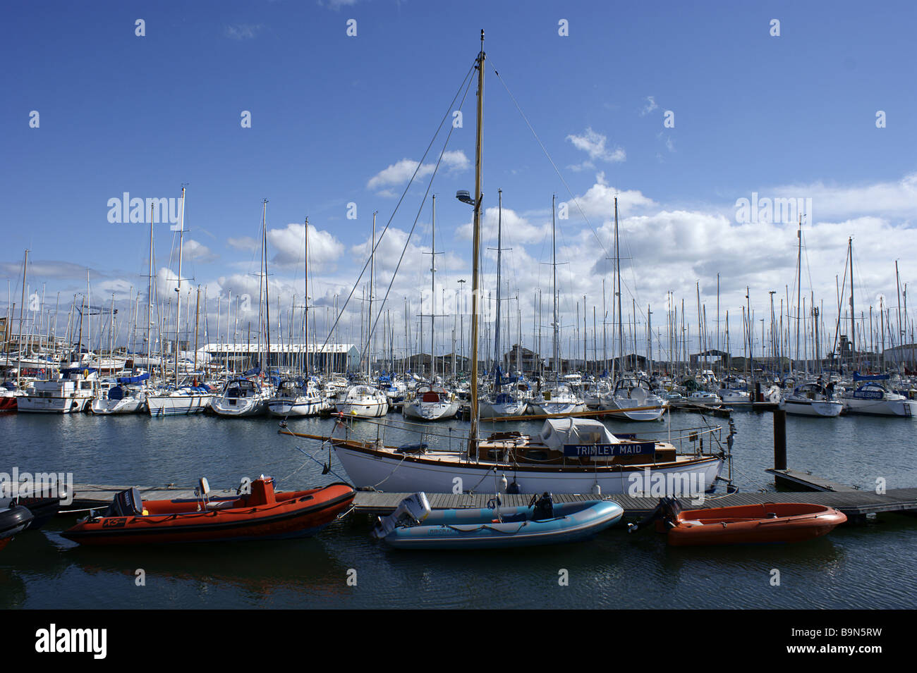Boats moored at Poole yacht marina Stock Photo