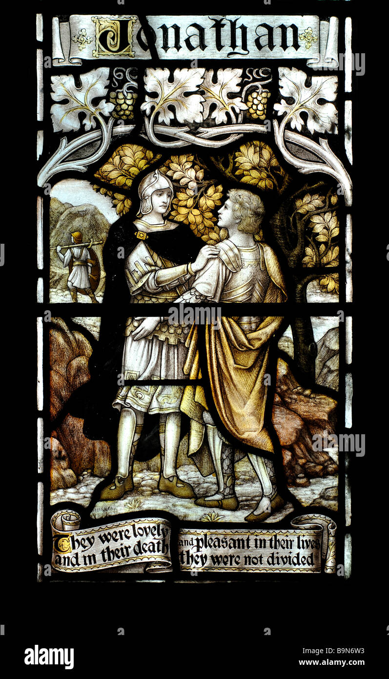 Stained glass of Jonathan, St.Philip and St.James Church, Groby, Leicestershire, England, UK Stock Photo