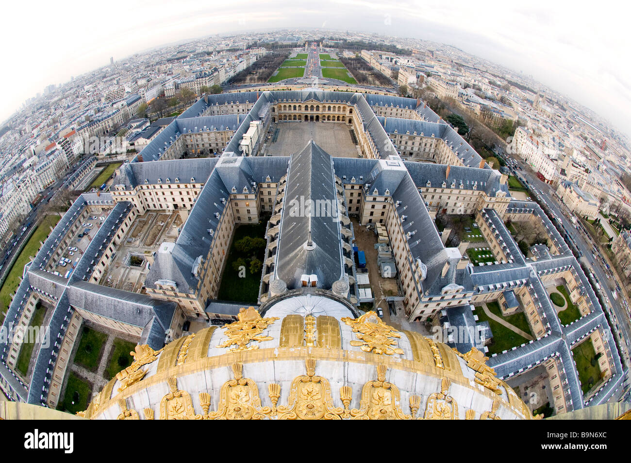 France, Paris, Hotel, Place and Esplanade of the Invalides seen from the cupola Stock Photo