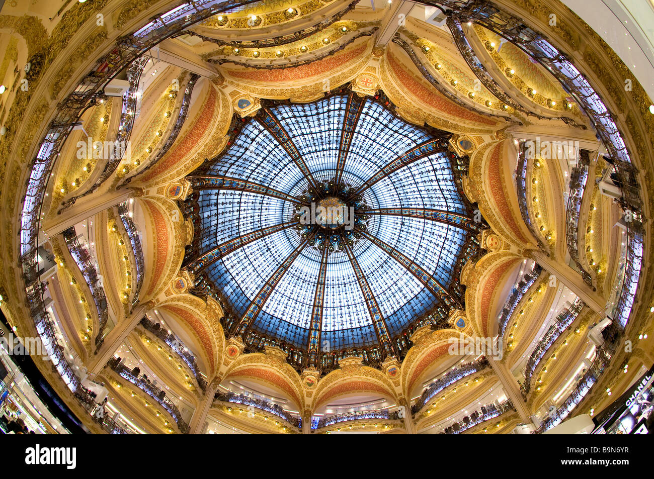 France, Paris, boulevard Haussmann, Galeries Lafayette Department store, the cupola Stock Photo