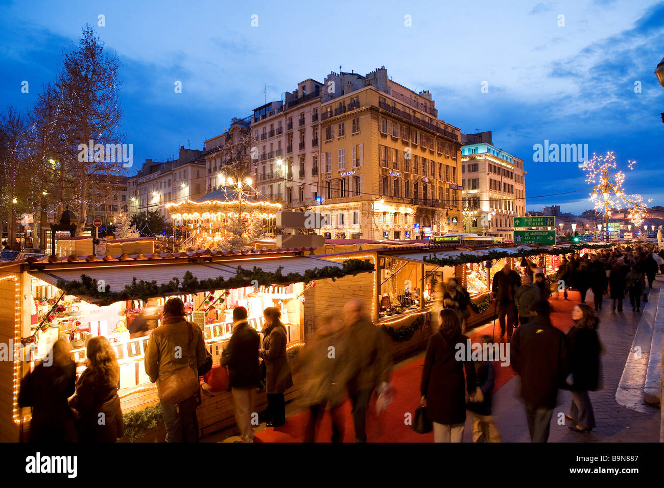 France, Bouches du Rhone, Marseille, Christmas market on the Cannebiere