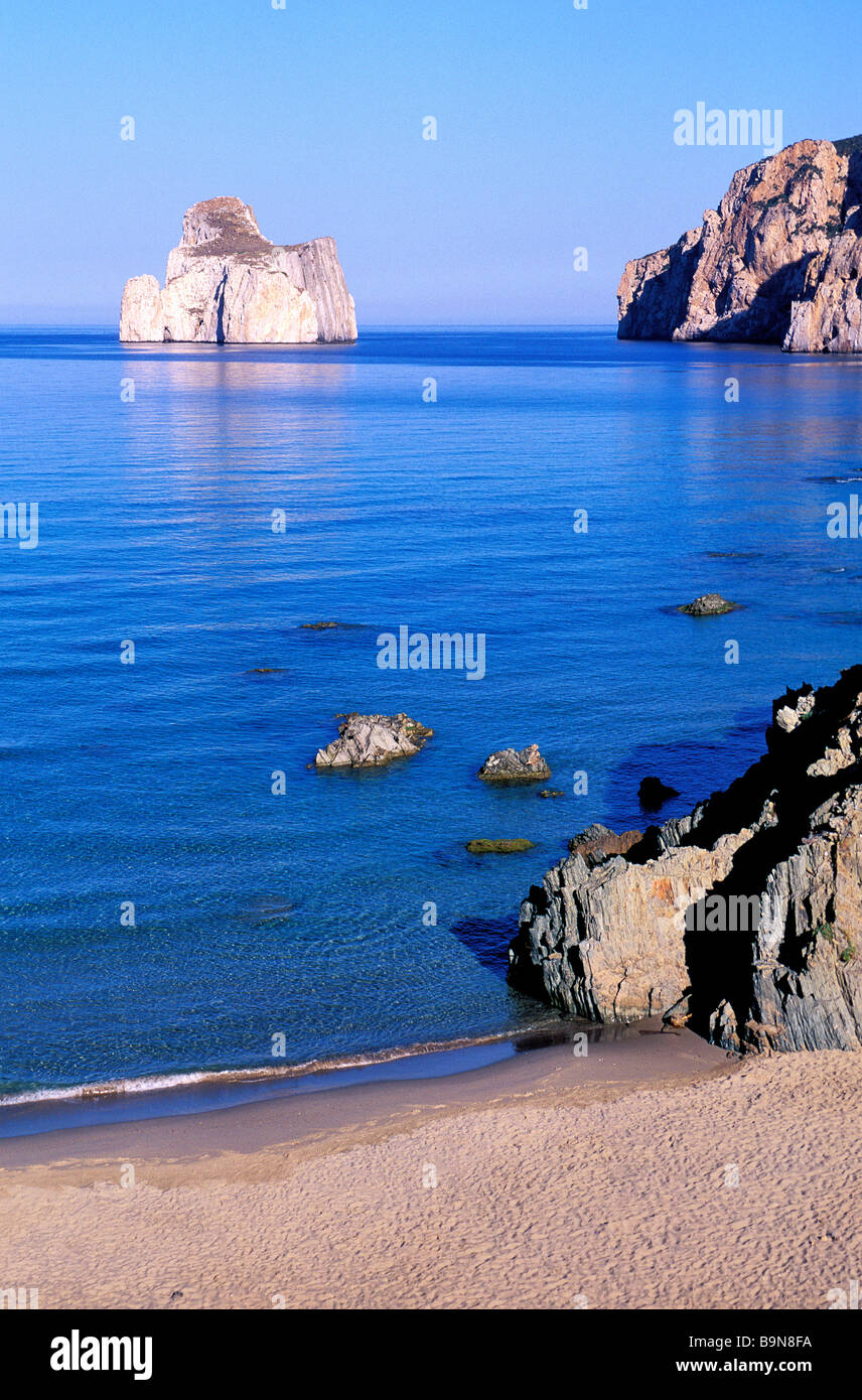 Sunset on the Beach of Masua, Iglesias, Sud Sardegna province, Sardinia,  Italy, Europe Stock Photo - Alamy
