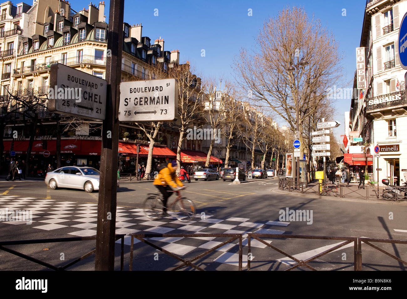 France, Paris, the Boulevard Saint Germain and the rue Saint Jacques  crossroad Stock Photo - Alamy