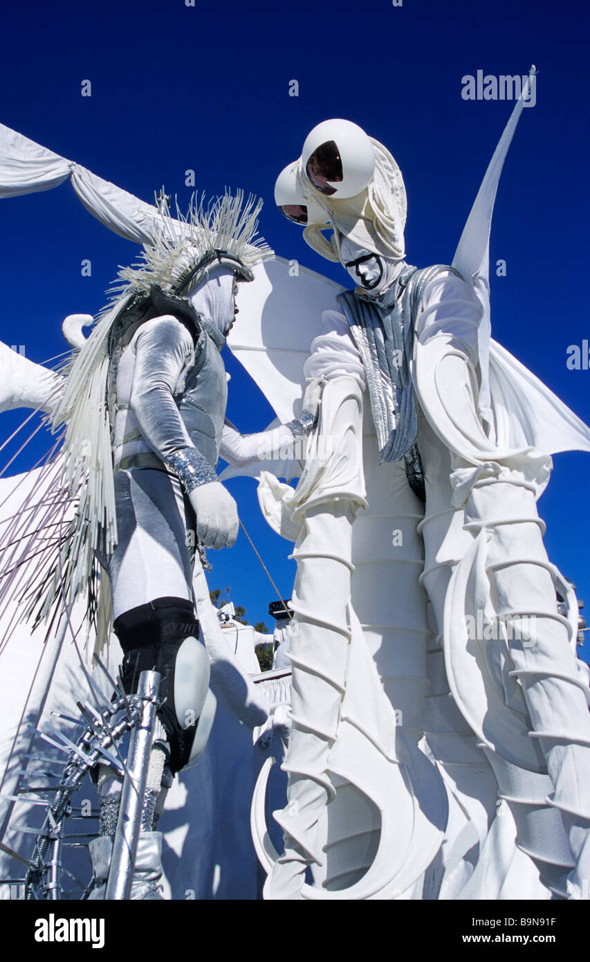 France, Alpes Maritimes, Nice, the carnival, procession of floats created by French newspaper Le Monde's cartoonist Serguei Stock Photo