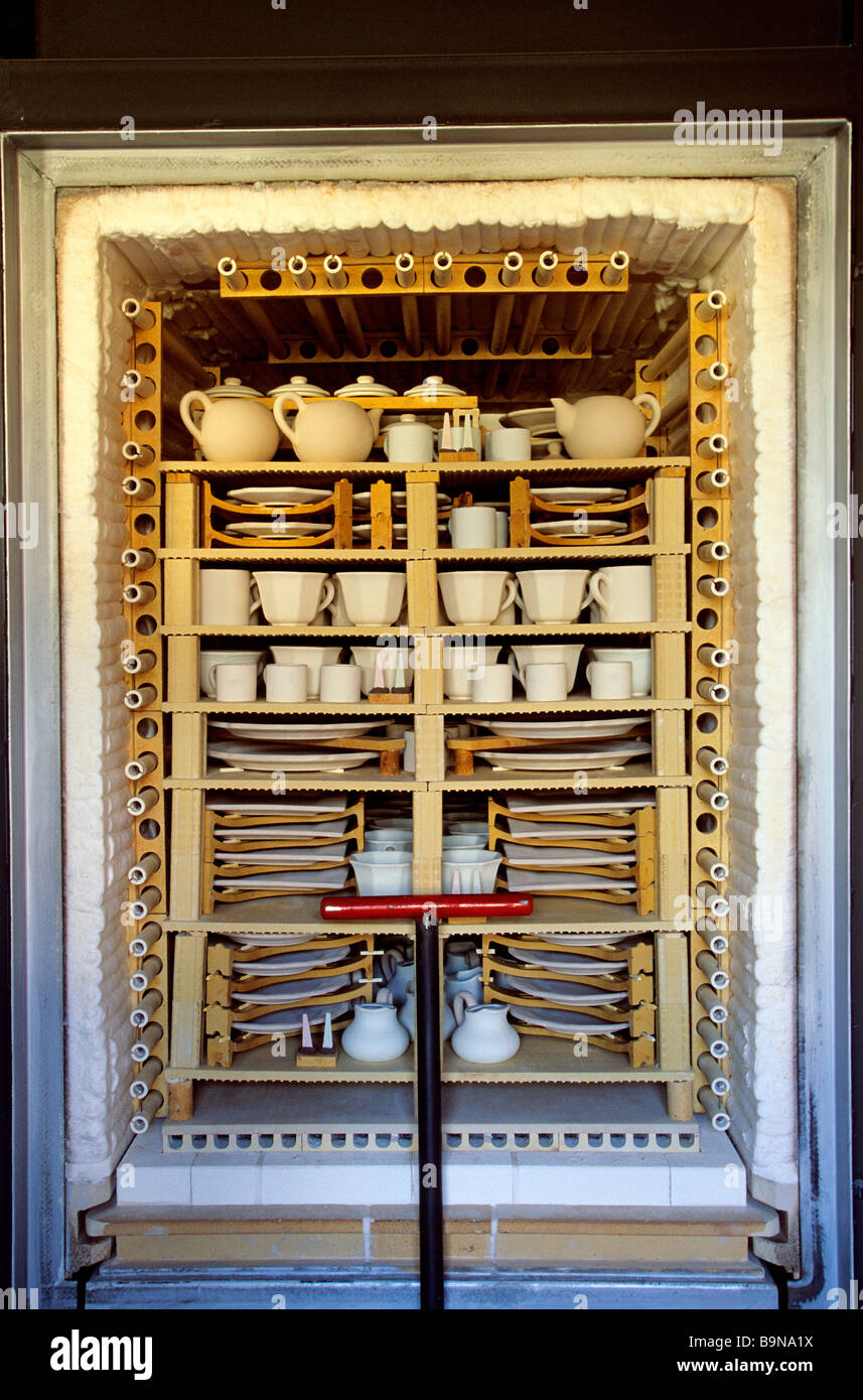 France, Drome, Drome Provencale, Dieulefit, Il etait une fois, pottery workshop, putting in the kiln, compulsory mention Stock Photo