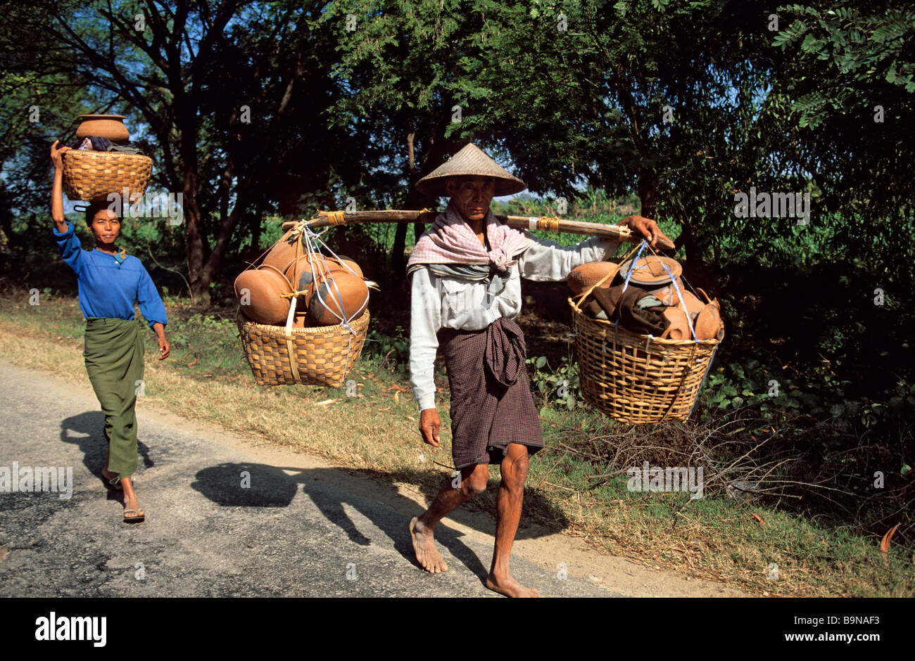 Myanmar (Burma), daily life scene on a Burmese road Stock Photo Alamy